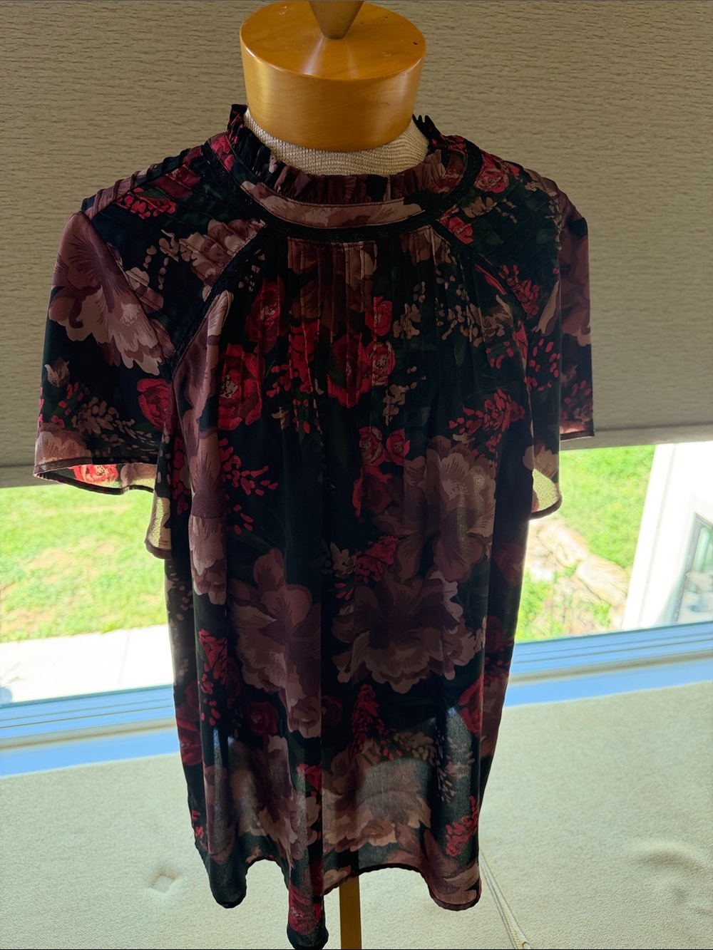 torrid Black Floral Ruffled High-Neck Blouse